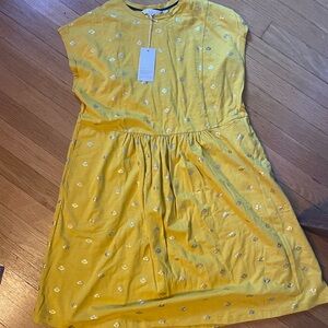Boden Jersey T-Shirt Dress in Honeycomb & Gold Foil Size US6 NWT